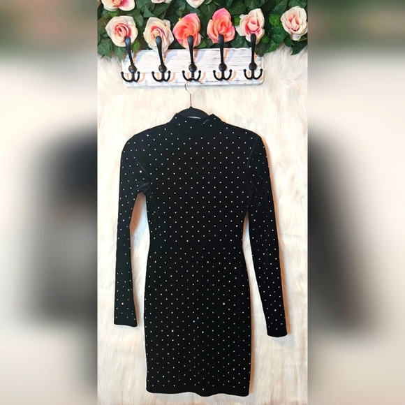 H&M Bodycon Longsleeve Mockneck Sparkle Mini Dress - Picture 3 of 6